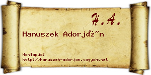 Hanuszek Adorján névjegykártya